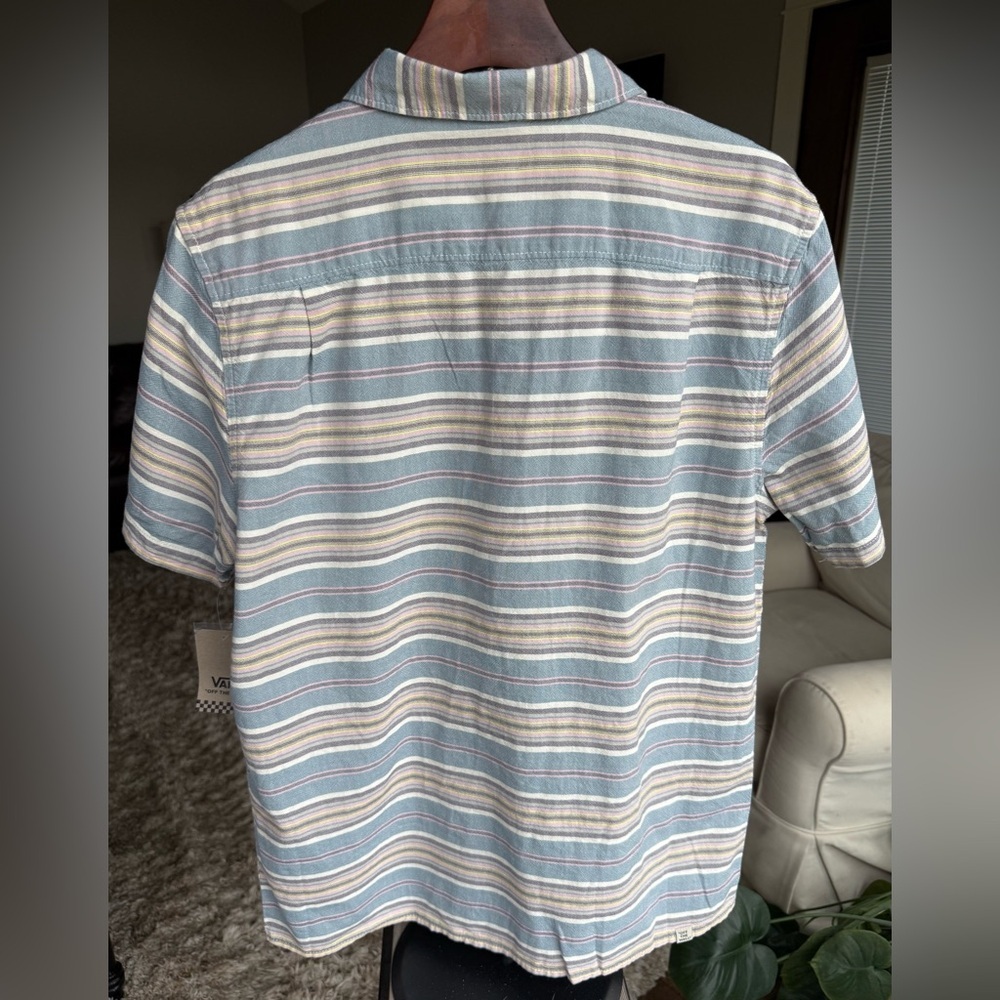 Vans Men's M Short Sleeve Multicolor Siesta Striped Button Down Shirt - Picture 3 of 8